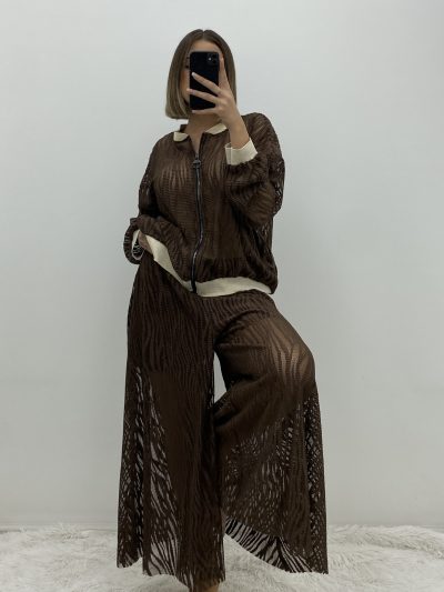 BOMBER ENCAJE MARRÓN