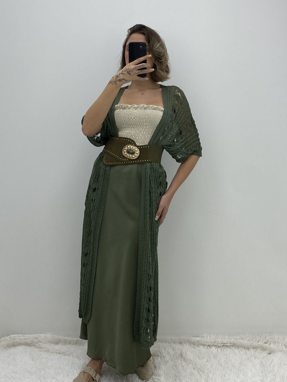 FALDA SATÉN KAKI - Imagen 2
