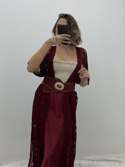 Alternative view of CHAQUETA LARGA GRANATE