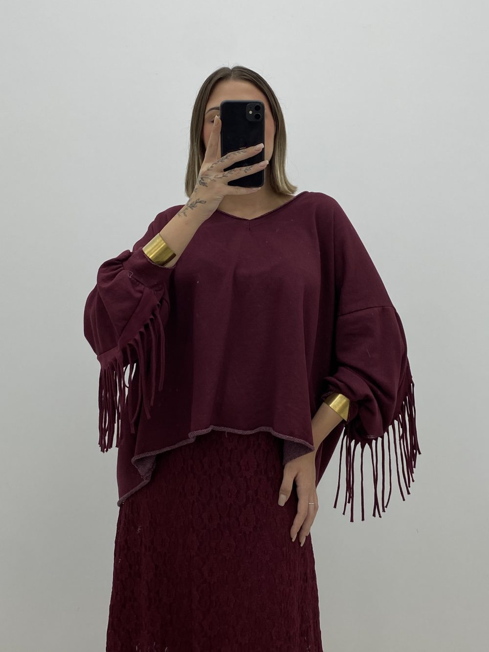 SUDADERA FLECOS GRANATE - Imagen 4