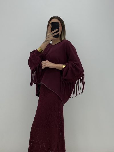 Alternative view of SUDADERA FLECOS GRANATE