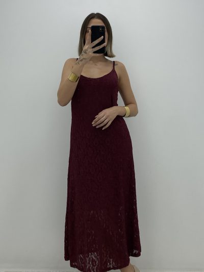 VESTIDO ENCAJE GRANATE