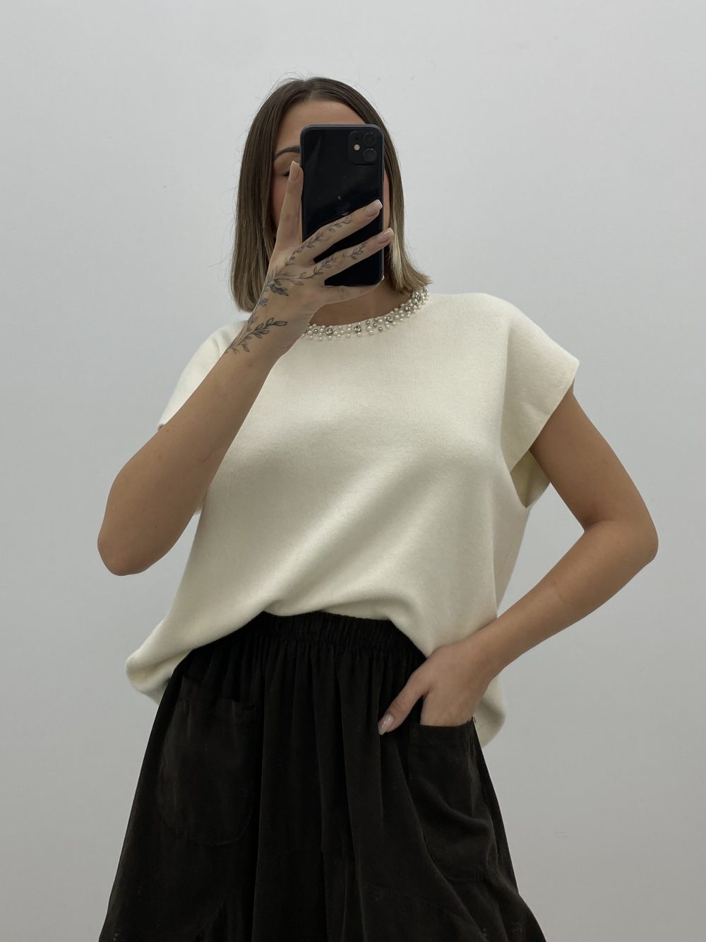 FALDA ABULLONADA MARRÓN - Imagen 4