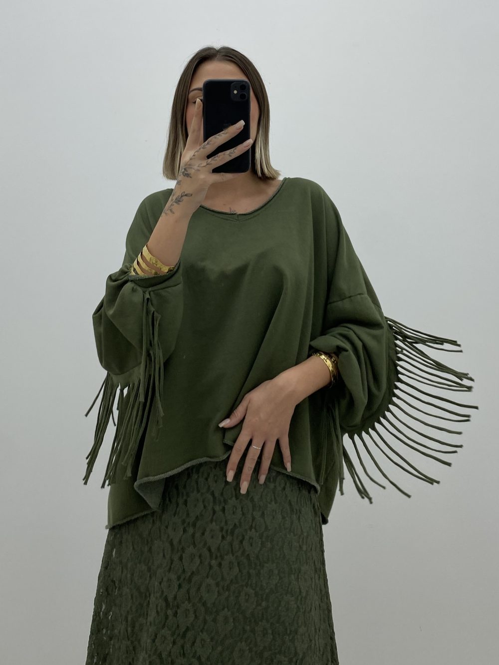 SUDADERA FLECOS KAKI