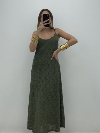 VESTIDO ENCAJE KAKI