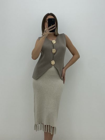 FALDA FLECOS BEIGE