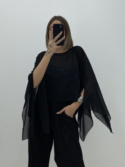 PONCHO DE GASA NEGRO
