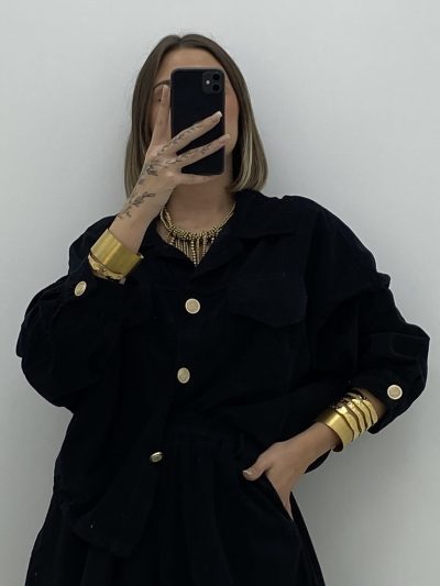 BOMBER MICROPANA NEGRO