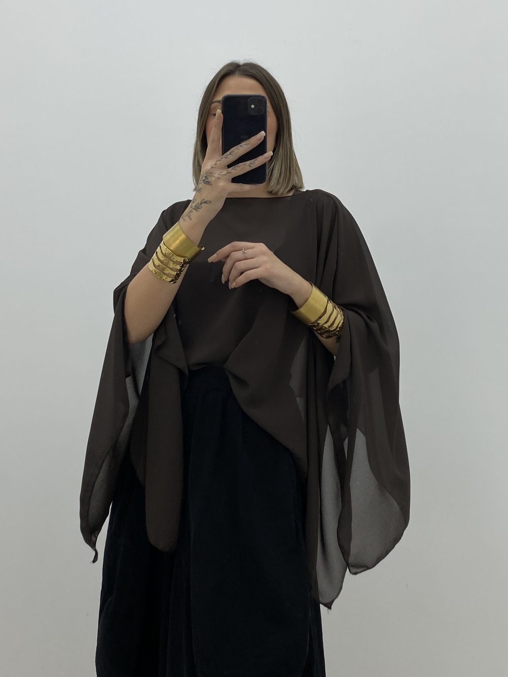 PONCHO DE GASA MARRÓN