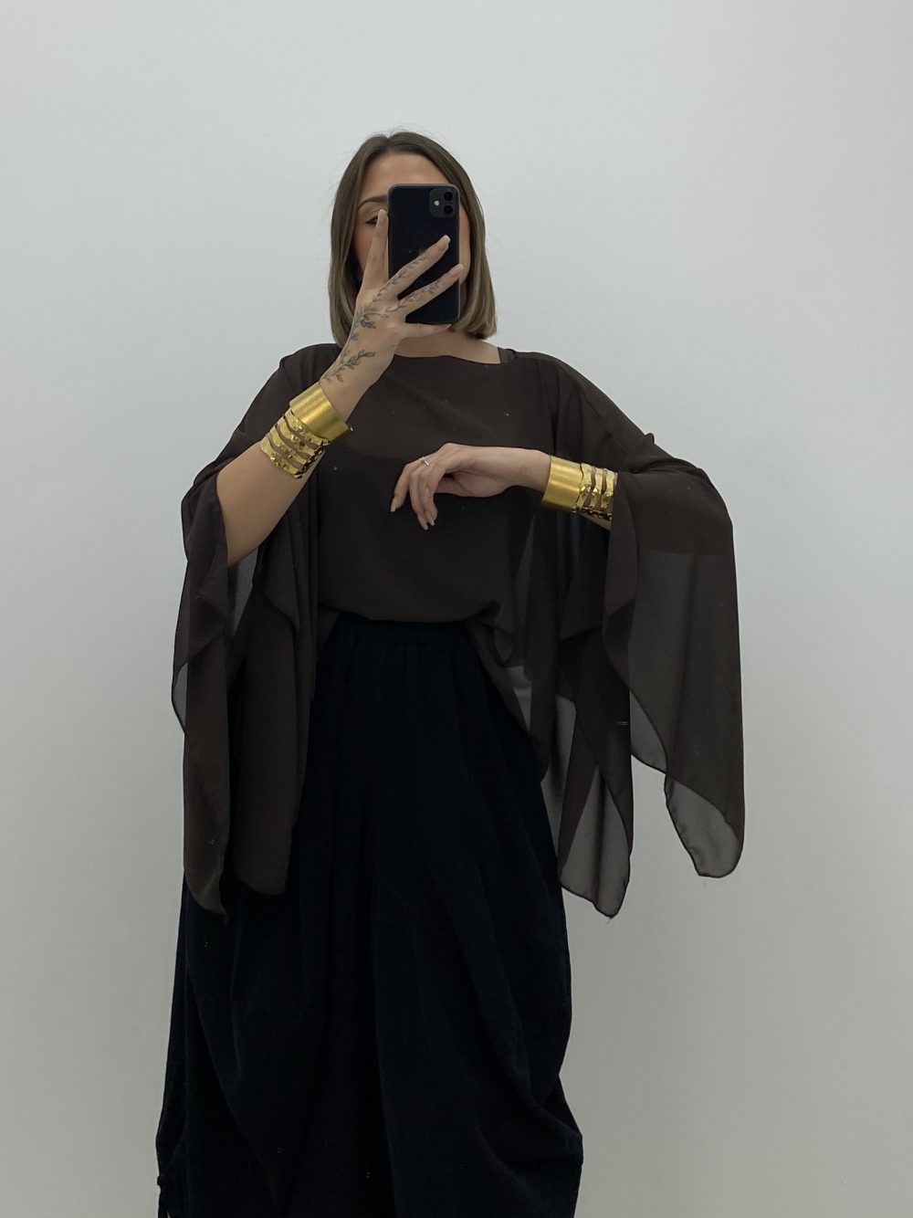 PONCHO DE GASA MARRÓN - Imagen 3