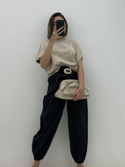 PANTALÓN GOMA TOBILLO NEGRO