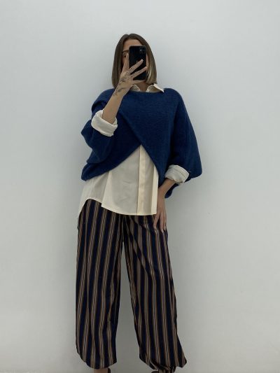 PANTALÓN BOMBACHO RAYAS AZÚL