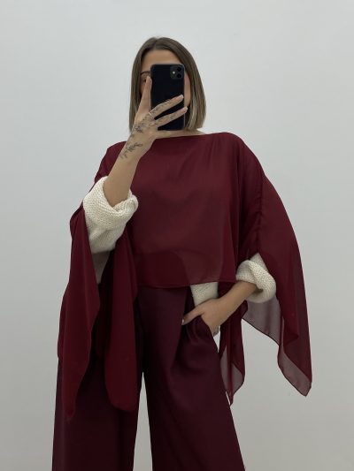 PONCHO DE GASA GRANATE