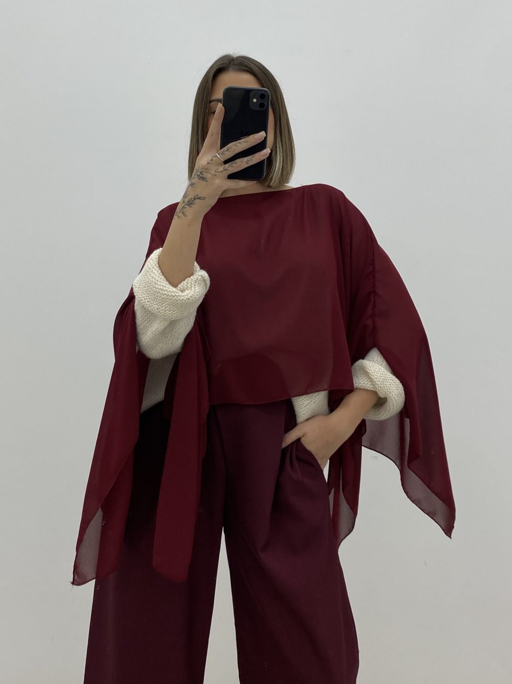PONCHO DE GASA GRANATE - Imagen 3