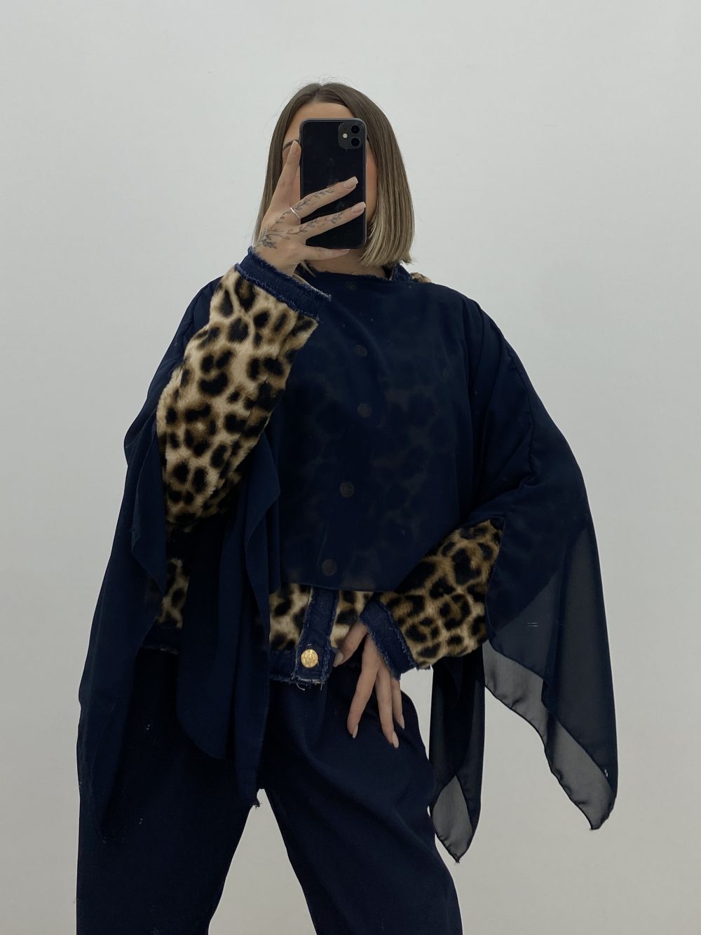 PONCHO DE GASA MARINO