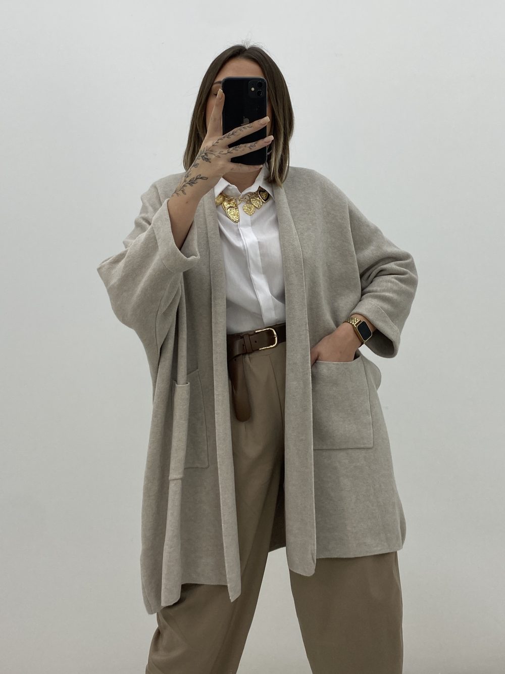 CHAQUETA LARGA BEIGE