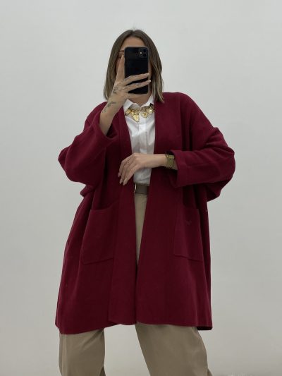 CHAQUETA LARGA GRANATE