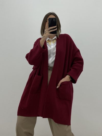 Alternative view of CHAQUETA LARGA GRANATE