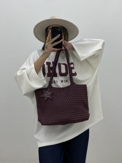 BOLSO TRENZADO BURDEOS