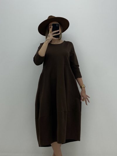 Alternative view of VESTIDO PUNTO ROMA MARRÓN