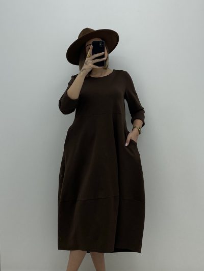 VESTIDO PUNTO ROMA MARRÓN