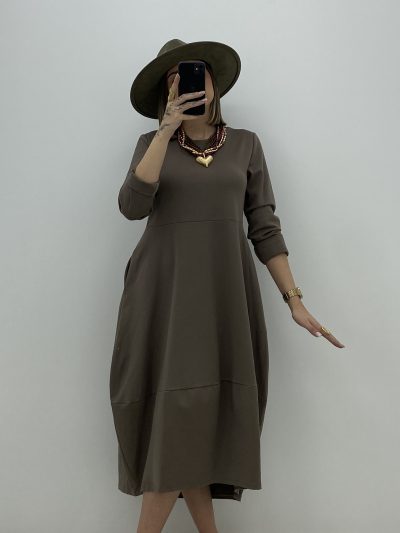 VESTIDO PUNTO ROMA TAUPE