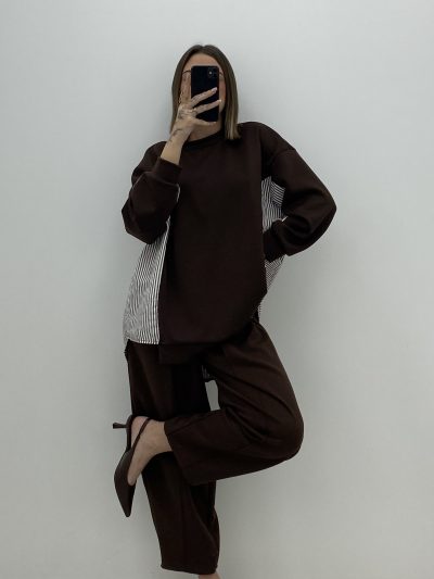 CONJUNTO COMFY RAYAS MARRÓN