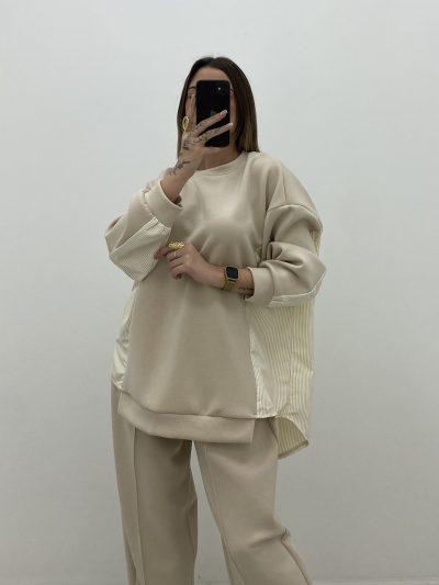 CONJUNTO COMFY RAYAS BEIGE