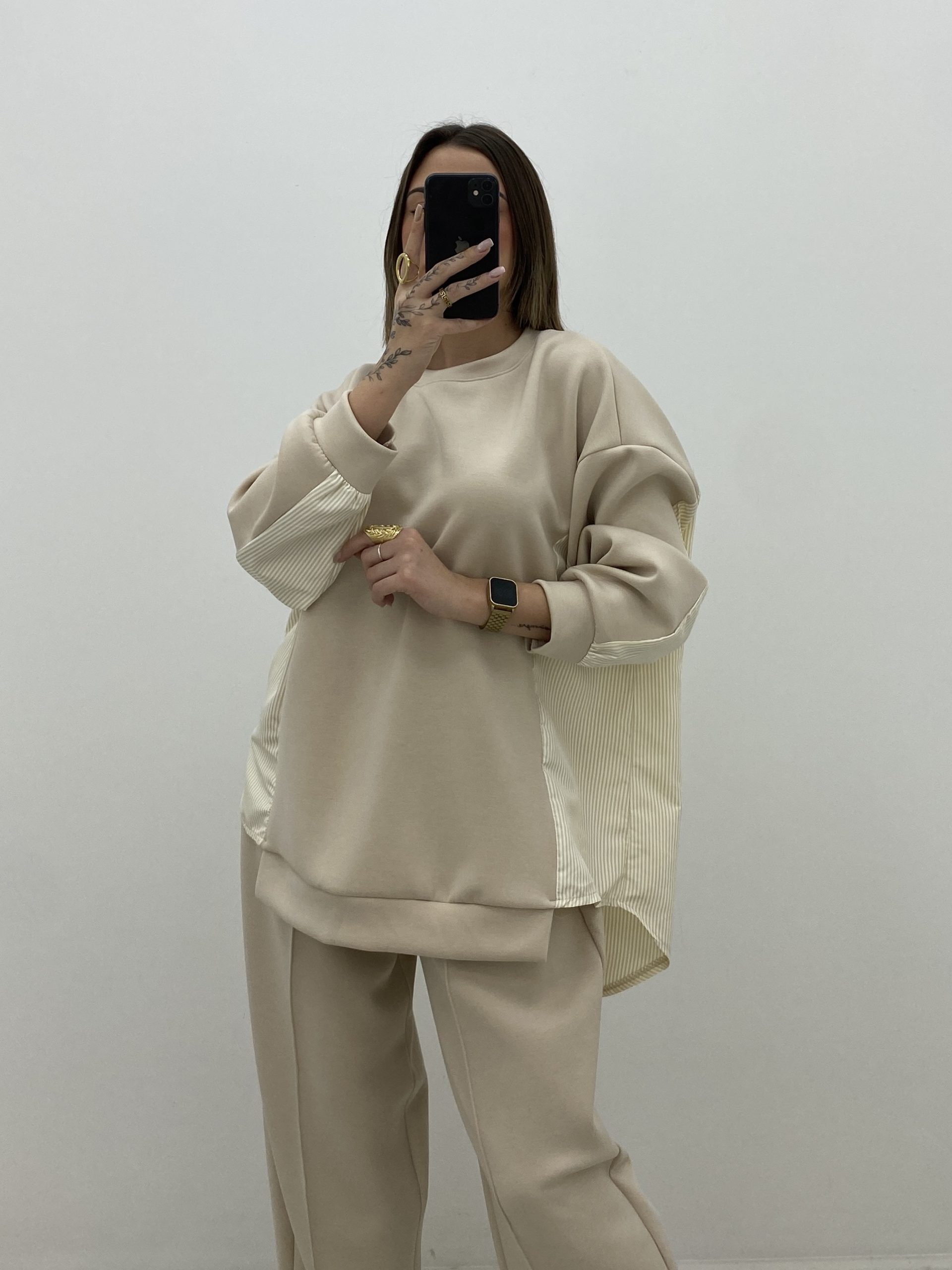 CONJUNTO COMFY RAYAS BEIGE