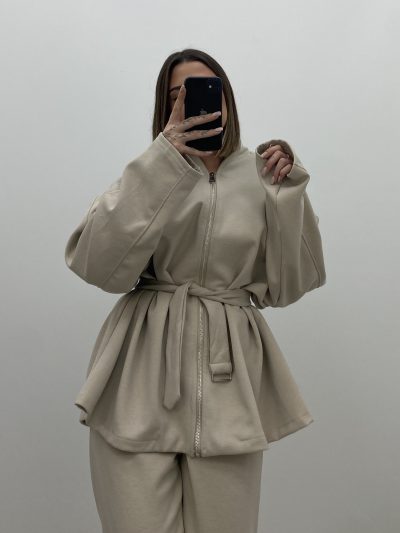 CHAQUETA CREMALLERA BEIGE