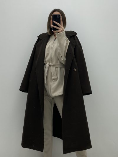 Alternative view of ABRIGO LARGO MARRÓN