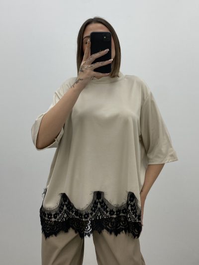 CAMISETA PUNTILLA BEIGE