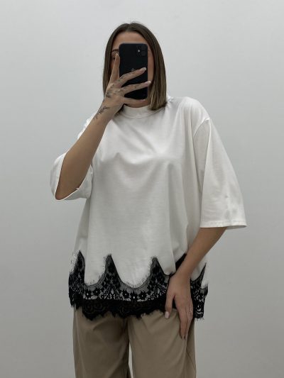 Alternative view of CAMISETA PUNTILLA BLANCA