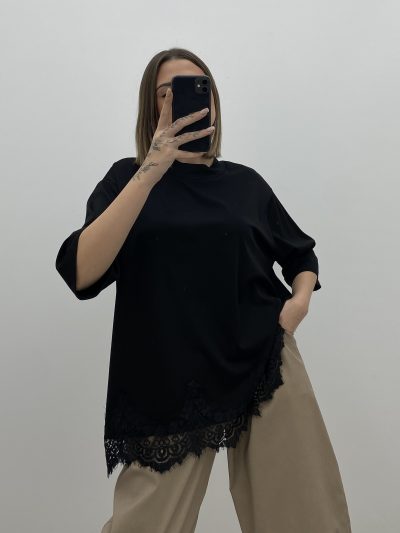 Alternative view of CAMISETA PUNTILLA NEGRO