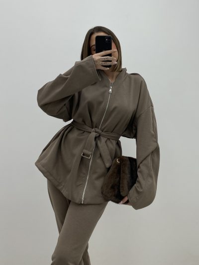 CHAQUETA CREMALLERA TAUPE