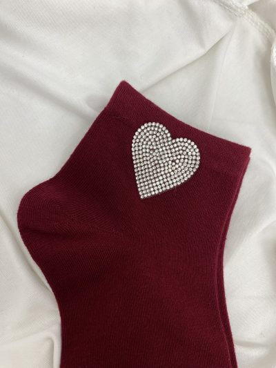 Alternative view of CALCETÍN CORAZÓN GRANATE