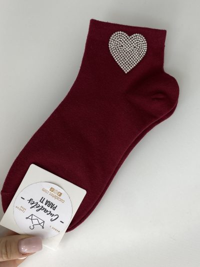 CALCETÍN CORAZÓN GRANATE