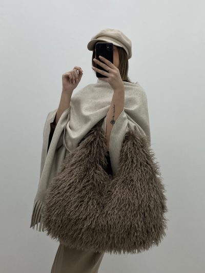 BOLSO PELO GRANDE TAUPE