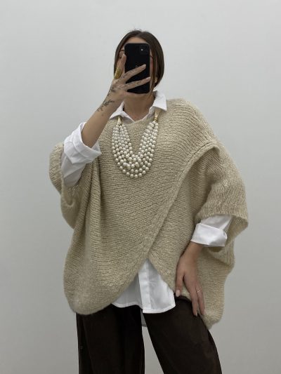 Alternative view of JERSEY LARGO CRUZADO BEIGE