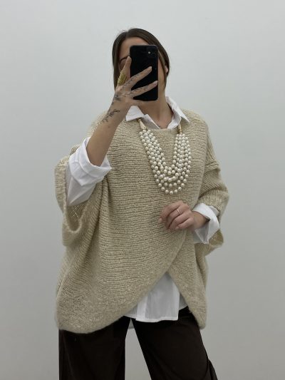 JERSEY LARGO CRUZADO BEIGE