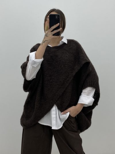 JERSEY LARGO CRUZADO MARRÓN