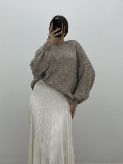 FALDA PUNTO PLISADA BEIGE