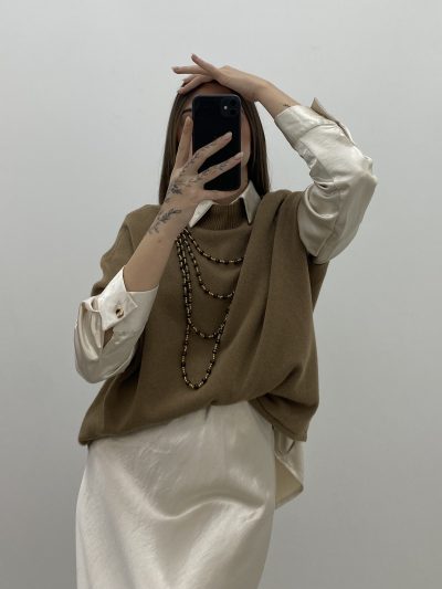 Alternative view of COLLAR VUELTAS MARRÓN - ORO