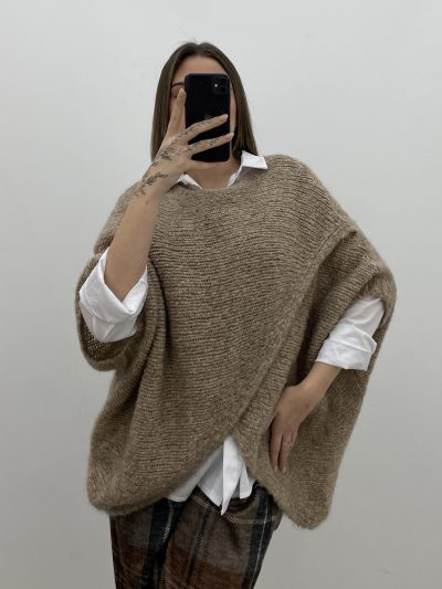 JERSEY LARGO CRUZADO CAMEL