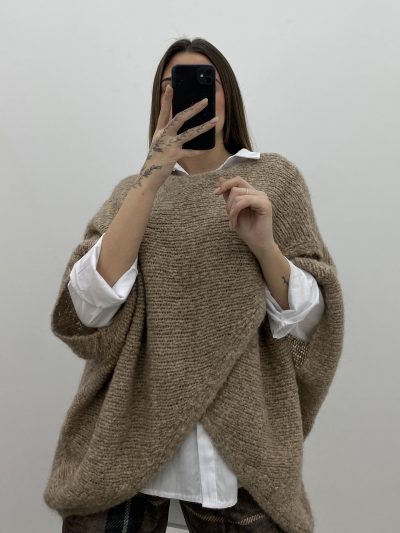 Alternative view of JERSEY LARGO CRUZADO CAMEL