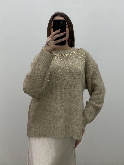 Alternative view of JERSEY LENTEJUELAS BEIGE