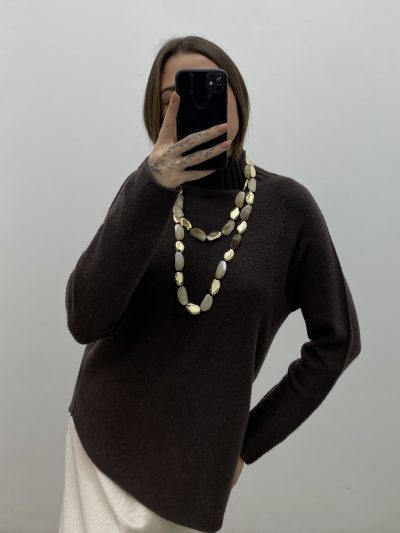 Alternative view of COLLAR LARGO BEIGE - ORO