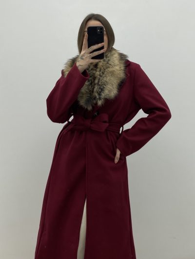 Alternative view of ABRIGO PAÑO CUELLO GRANATE