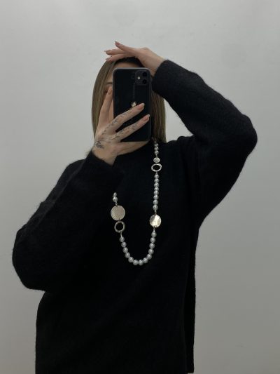 Alternative view of COLLAR LARGO PERLAS PLATA