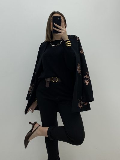 Alternative view of PANTALÓN PITILLO PAÑO NEGRO